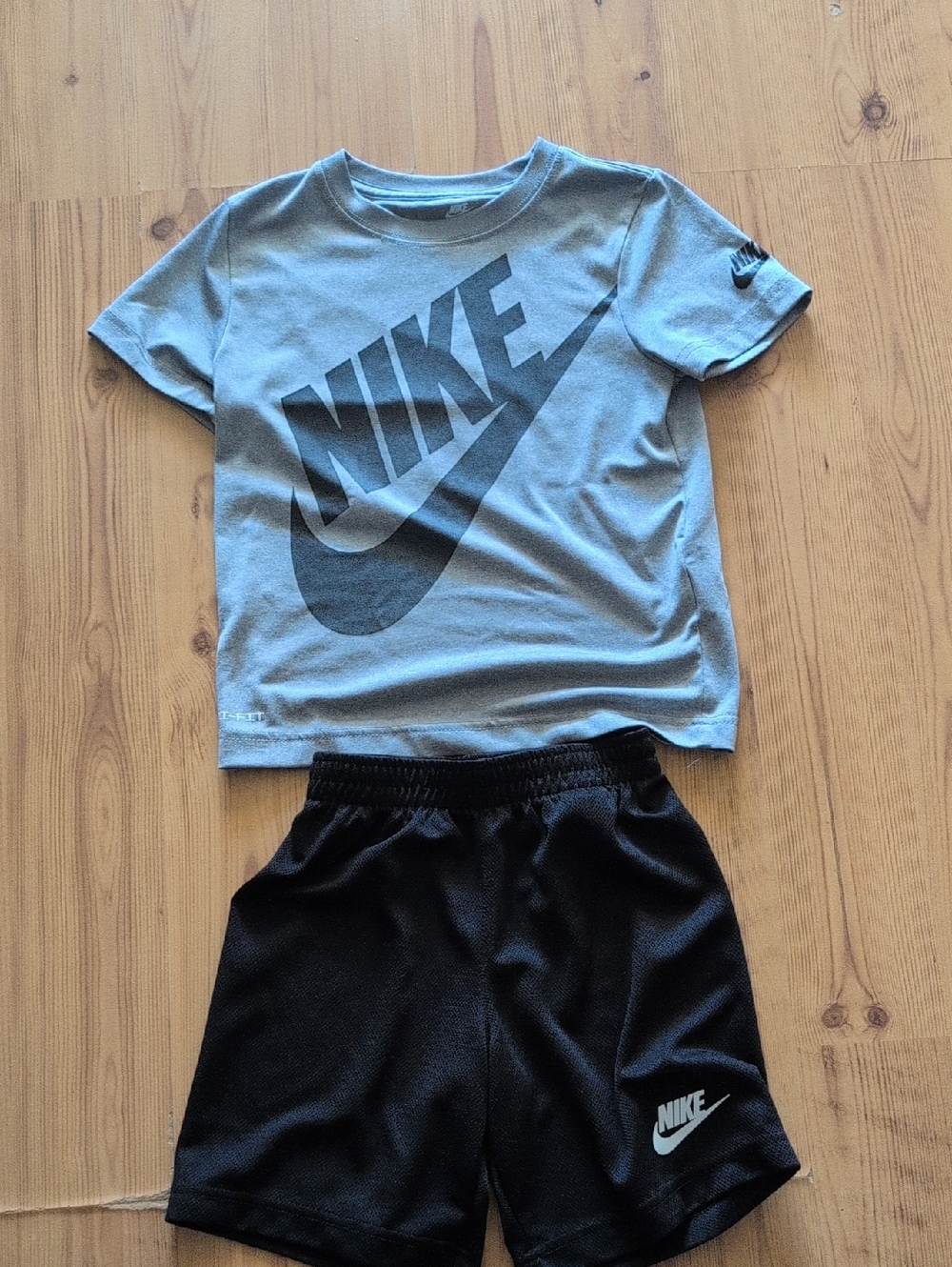 Nike Gray Dri-FIT Tee with Black Shorts